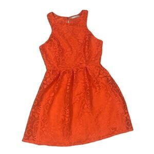 Maurices coral orange fit and flare eyelet dress women's Medium